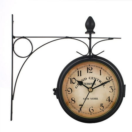 NeveLance Retro Double Sided Station Clock, Waterproof Wall Clock, Dial with Double Sided Pendulum Mounting Bracket for Indoors and Outdoors Home Terrace Garden Kitchen Courtyard