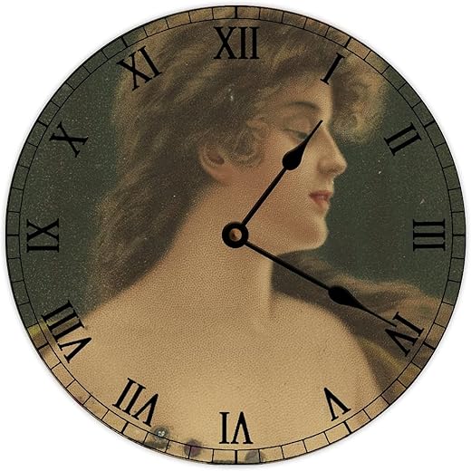 Retro Vintage Sex Lady Wall Clock French Country Tuscan Style Wall Clock Wooden Wall Clock,Battery Operated,Farmhouse Wall Decor Home Decor for Kitchen,Living Room,Bedroom,Office,10 Inch