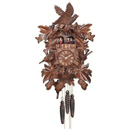 River City Clocks One Day Musical Cuckoo Clock with Hand-carved Birds, Leaves, and Chicks in Nest