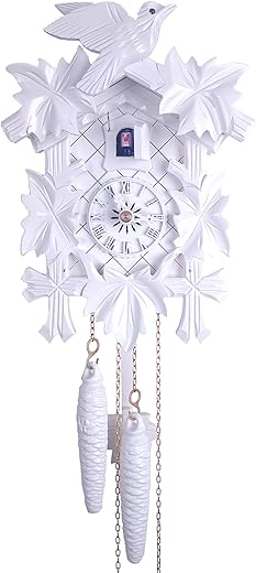 River City Clocks White Day Cuckoo Clock with Five Leaves, One Bird