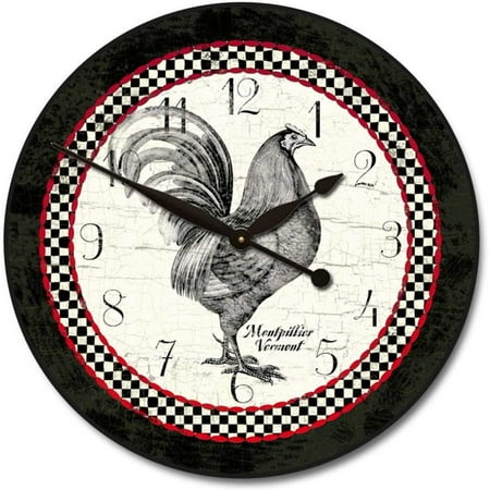 Rooster Wall Clock | Beautiful Color, Silent Mechanism, Made in USA