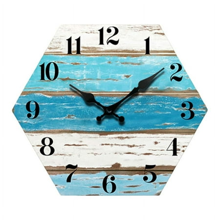 ROZYARD Hexagon Wood Wall Clock Silent Non-Ticking Battery Operated for Time Clocks