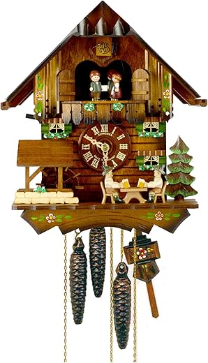 Schneider 12" Cuckoo Clock with 2 Beer Drinkers and a Water Wheel