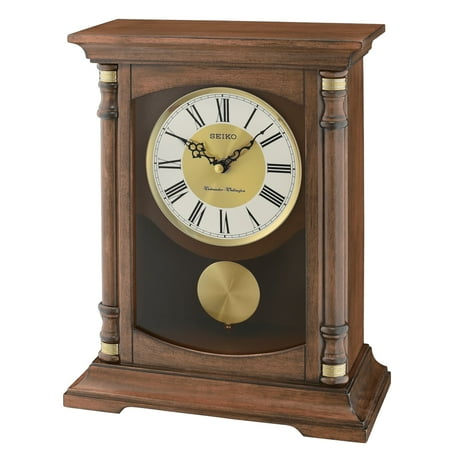 Seiko 12 inch Baron Brown Pendulum Chime Clock, Quartz, Traditional, Analog, QXQ034BLH