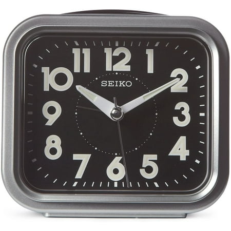 Seiko 4 inch Nori Alarm Clock w/ Bell Alarm, Snooze, Dial Light Quartz, Analog, QHK023SLH