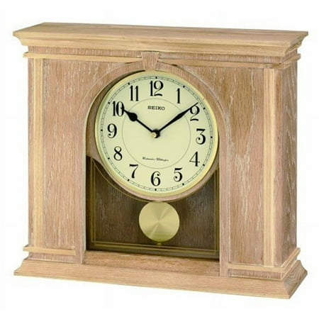 Seiko Analog Quartz Blonde Oak Wood Case Chiming Mantel Clock QXQ022BLH