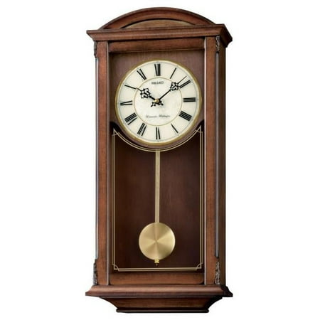 Seiko Arched Pendulum Clock and Dual Chimes, QXH030BLH, Brown, Traditional Wooden, Quartz, Analog