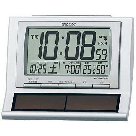 Seiko Clock Alarm Clock Hybrid Solar Radio Digital Calendar Temperature Humidity Display White Pearl SQ751W SEIKO// Movement