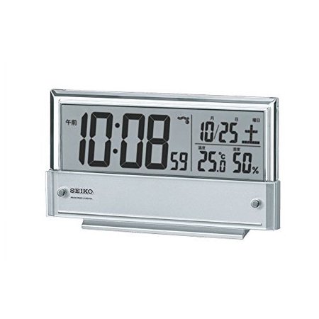 Seiko Clock Alarm Clock Radio Digital Calendar Temperature Humidity Display Silver Metallic SQ773S SEIKO// Movement