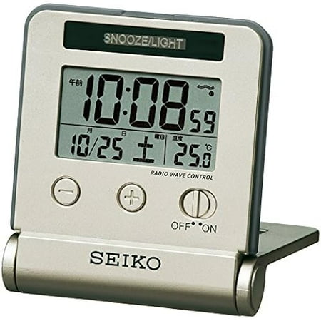 Seiko clock Alarm Clock Traveler Radio waves Digital Automatic lighting calendar temperature express Light gold SQ772G SEIKO