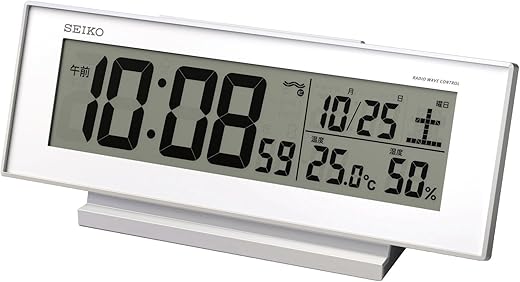 Seiko Clock Clock 'Visible Night' Radio Digital Alarm Clock (White) SQ762W