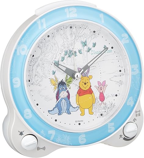 Seiko Clock FD462W Alarm Clock, Character, Disney Winnie The Pooh, Analog, Switchable Disney Time, White, Pearl