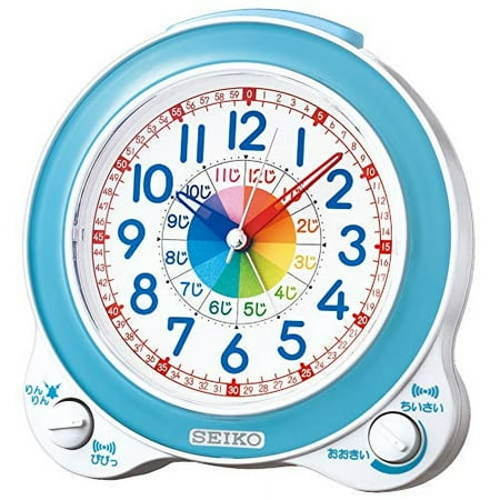 Seiko Clock Tabletop 01: Blue Body size: 13.4 ﾃ・13.0 ﾃ・8.7cm Alarm clock Educational analog BC410L