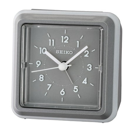 Seiko Ena 3 inch Beep Alarm Desk Clock, Gray Analog Quartz Table QHE182NLH