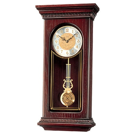 Seiko Hourly Dual Chime 12 in. Pendulum Wall Clock Quartz Analog Traditional Wooden QXH008BLH