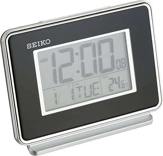 SEIKO Hudson Everything Bedroom Digital Alarm Clock, Black