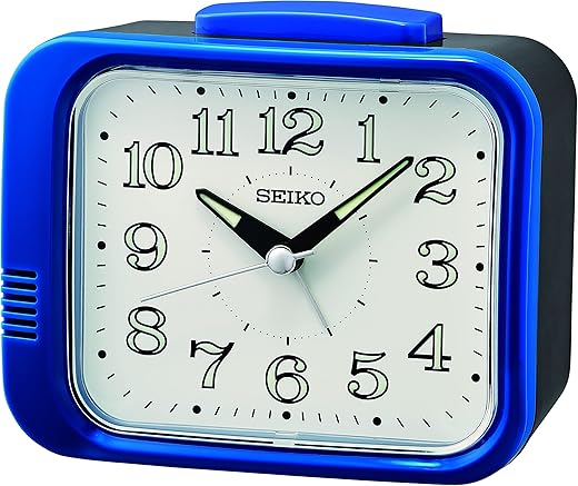 Seiko Juku Bedside Alarm Clock, Blue