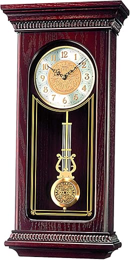 Seiko Mahogany Wall Clock with Pendulum and Chime