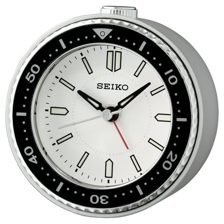 Seiko Mai Beep Alarm Clock, White, Analog, Quartz, QHE184JLH