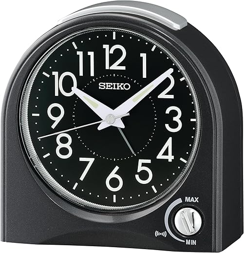 SEIKO Maris Non Ticking Desk/Alarm Clock, Black