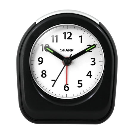 Sharp Quartz Analog Alarm Clock, Black,