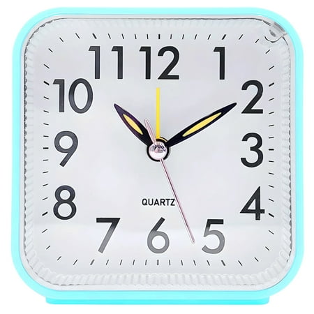 Small Analog Alarm Clock Battery Operated, Travel Silent with No Ticking Analog Quartz Snooze, Light