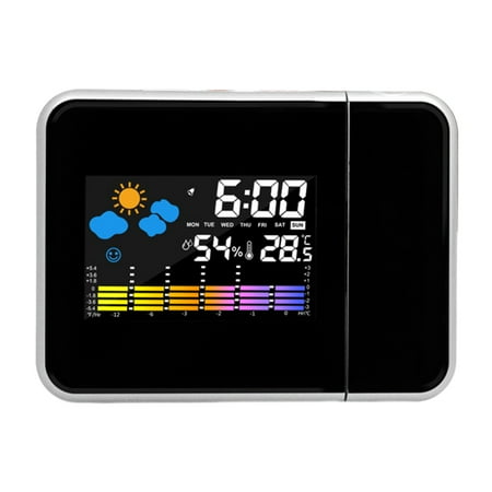 Smart Alarm Clock Adjustable Projection Angle Projection Clock (Black)