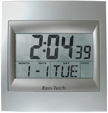 Sonnet T-4668 Ken-Tech 2 Number LCD Atomic Alarm Clock, Silver