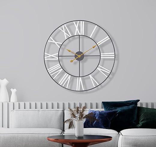 Sorbus Large Wall Clock for Living Room Decor - 24 inch Big Wall Clock Decorative - Battery Operated - Roman Numeral Analog Large Clock for Bedroom, Room, Home, Kitchen, Office, Wall Decor (White)