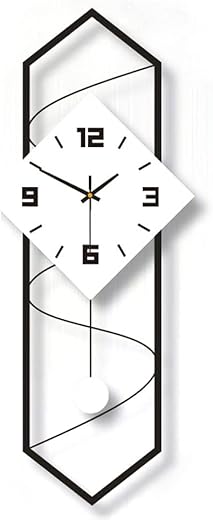 Swing Quartz Silent Wall Clock, Metal Modern Wall Clock 27.5 Large Pendulum Wall Clock Home Decor Clock with Hook, for Livingroom Bedroom Classroom Office Hotel