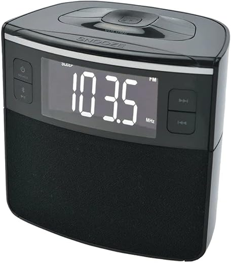 SYLVANIA SCR1986BT-AS Bluetooth Clock Radio with Auto-Set Dual Alarm Clock & USB Charging