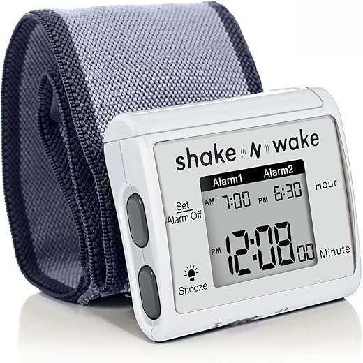 Tech Tools Vibrating Alarm Clock - Shake N Wake - Silent Alarm Wristband Watch - with Dual Alarms