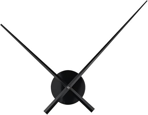 Timelike Simple Elegant Glossy Aluminum Wall Clock, Super Long Large Clock Hands, Black