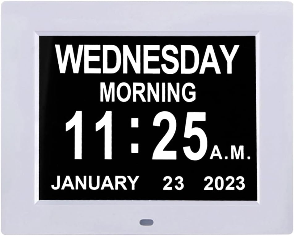 TMC [Newest 8 Inch Digital Day Clock for Seniors - Large Clock with Day Date for Elderly with Large Number,12 Alarm Options for Dementia, Alzheimer