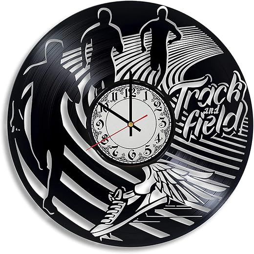 Track and Field Sport Vinyl Record Wall Clock, Cross Country Running Gift for Any Occasion, Track and Field Art