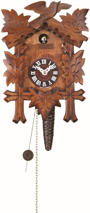 Trenkle Quarter Call Cuckoo Clock with 1-Day Movement Five Leaves, Bird TU 619 nu