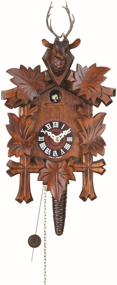 Trenkle Quarter Call Cuckoo Clock with 1-Day Movement Five Leaves, Head of a Deer TU 624 nu