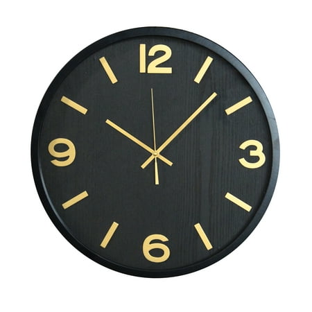 VIP Wood 18 in. Black Modern Wall Clock