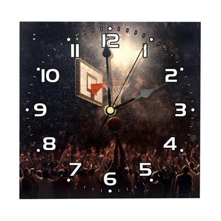 Wall Clocks Battery Operated Modern Clocks Square Silent Clock 7.87 in Basketball and Basketball Hoop