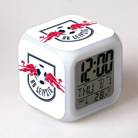 Wekity Germany Class A team logo alarm clock 7-color LED square clock digital alarm clock with time, temperature, alarm clock and date