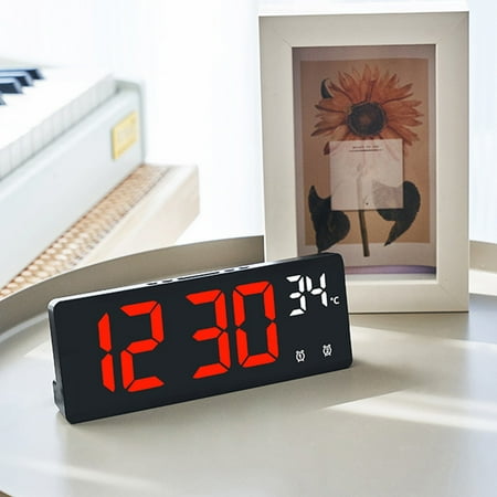 Werulen Large Big Numbers Display with Brightness Up To 50% Off Digital Alarm Clock Simples LED Large Digital Display Fashion Multi-set Alarm Clock Features Desktop Bedside Study Kitchen Clock