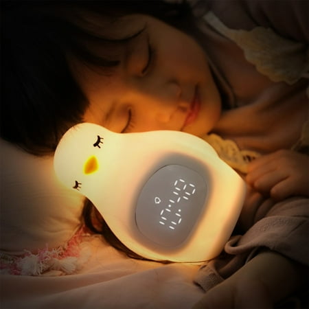 Werulen Large Big Numbers Display with Brightness Up To 65% Off Led Alarm Clock Super Cute Penguin Pat Light Multi-function Usb Rechargeable With Night Light Student Snooze Alarm Clock