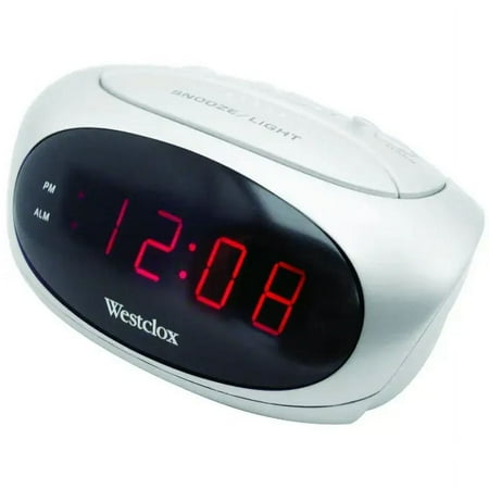 Westclox 70044B 6 Inch White Led Alarm Clock, Each