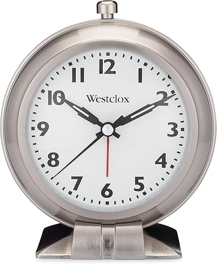 Westclox Big Ben Classic Alarm Clock - Silver Metal Oval Design, 6.3" x 4.7" Analog Display, Battery-Powered, Glass Lens, Large Numbers, Metal Bezel, Case & Stand, Real Bell Loud Alarm, Vintage Style