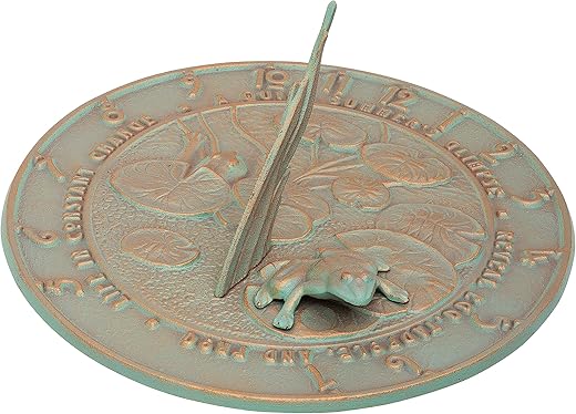 Whitehall Products 493 Frog Sundial, 12x12, Copper Verdi