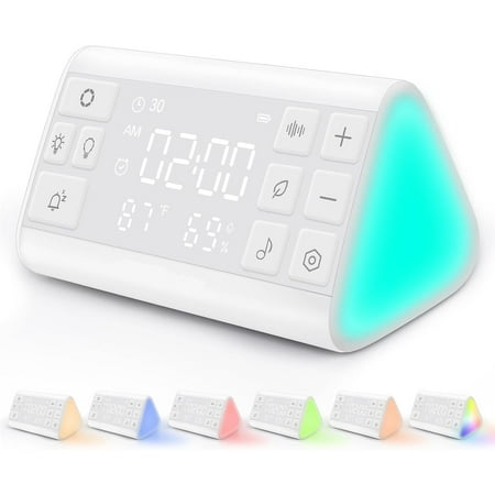 White Noise Machine,Portable Sound Machine with Alarm Clock,35 Soothing Sounds,8 Wake Up Sounds,7 Night Lights,Timer & Memory Function,Sleep Sound Machine for Adults Baby Bedroom