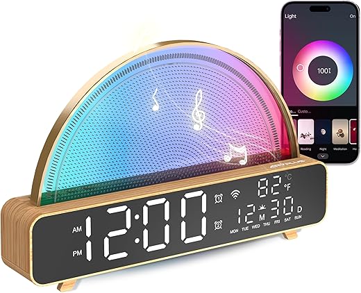 White Noise Sound Machine, Sunrise Alarm Clock APP/AI Voice Control Work for Bedroom, Sound Machine for Sleep with Touch Night Light, Sleep Aid, Snooze Timer, Dual Alarms, Sunrise Simulation