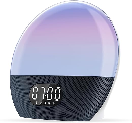 WiiM Wake-up Light, Alexa Built-in, Unlimited Sound Choices, All-in-One Sunrise Alarm Clock, Sound Machine, Sleep Routines and More -Sea Blue Green