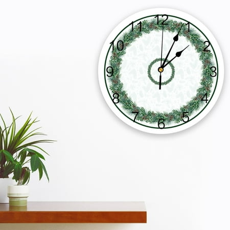 Winter Pine Branches Pine Cones Wall Clock Modern Design Silent Wall Watch for Bedroom Kitchen Round Hanging Clocks