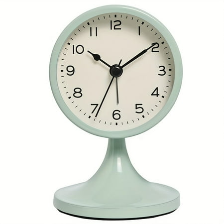 XINGJIU 1pc Nordic Metal Round Alarm Clock, Vintage Creative Silent Table Clock, Student Bedside Nightlight Clock, Room Decor, Home Decor (without Battery Delivery)